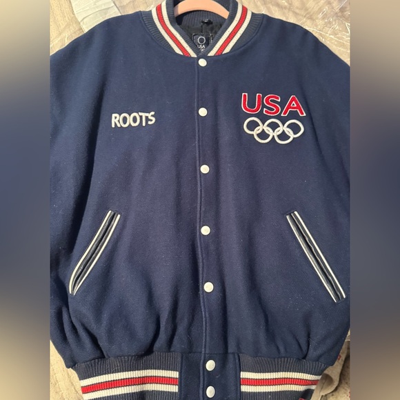Roots 2004 Olympics Blue and Black Bomber Jacket - Picture 2 of 16
